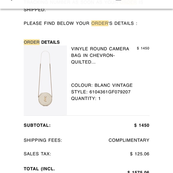 SAINT LAURENT ROUND CAMERA BAG - CHEVRON QUILTED- CREAM LEATHER- NEW CONDITION - Picture 6 of 6